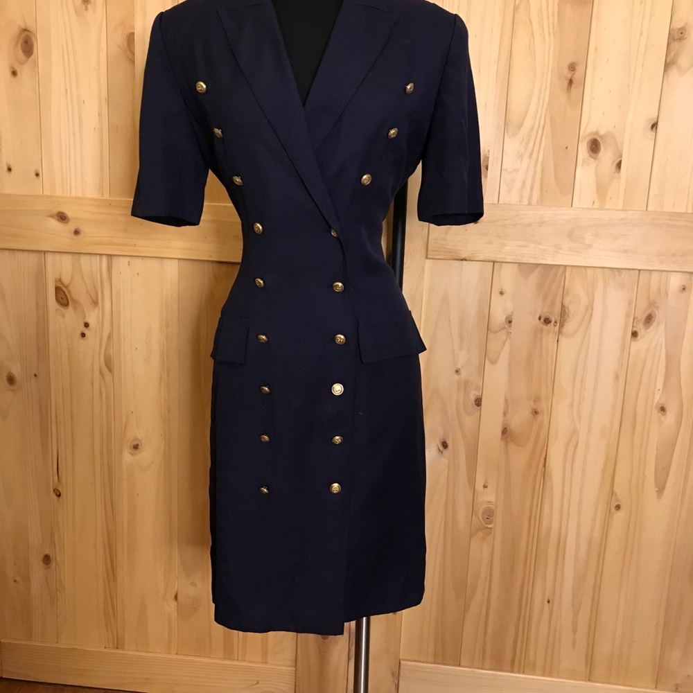 Vintage Double Breasted Navy Albert Nipon Dress - image 6